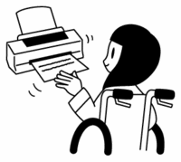 日常生活用具(ファックス)を使用しているイラスト