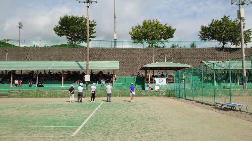 第30回県ソフトテニス中能登町大会開会式 とりやテニスコートの様子