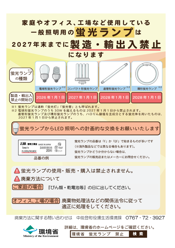 蛍光ランプ製造中止のチラシ2